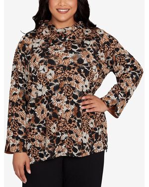 Ruby Rd. Plus Size Vintage Paisley Embellished Top - Brown