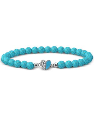 Giani Bernini Howlite Chryscolla Bead & Cubic Zirconia Heart Stretch Bracelet - Blue
