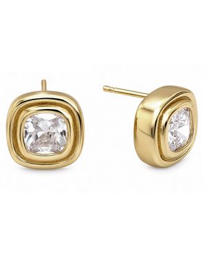 And Now This Cubic Zirconia -tone Plated Square Stud Earrings - Metallic
