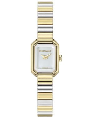 Ferragamo Crystal Petite Stainless Steel Bracelet Watch 15mm X 20mm - White