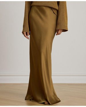Ralph Lauren Petite Satin A-line Maxi Skirt - Green