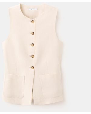 Mango Buttons And Pockets Vest - Natural