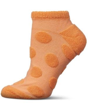 Memoi Terry Dot Low Cut Socks - Orange