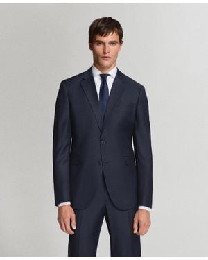 Mango Turin Wool Suit Blazer - Blue