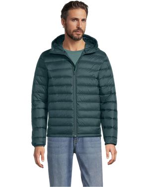 Lands' End Hooded Wanderweight Packable Down Jacket - Green