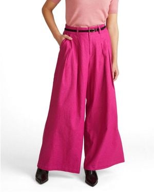 UNIVERSAL STANDARD Plus Size Palais Stretch Linen Wide Leg Pant - Pink