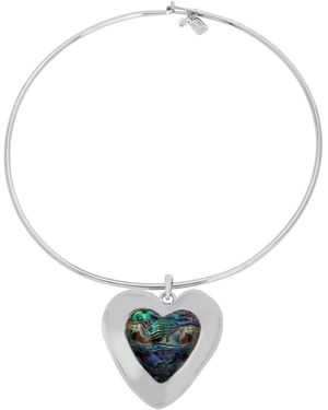 Robert Lee Morris Faux Stone Heart Gem Pendant Wire Necklace - Metallic