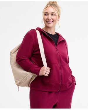 ID Ideology Plus Size Relaxed Full-zip Fleece Hoodie - Red
