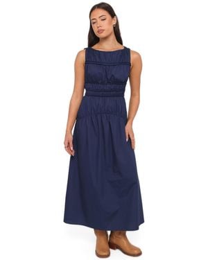 Petal & Pup Fern Boat-neck A-line Midi Dress - Blue