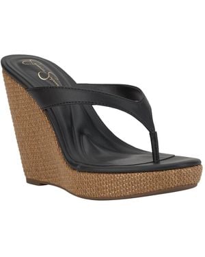 Jessica Simpson Jyseta Thong Wedge Sandals - Blue