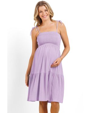 Hello Miss Maternity Tiered Smocked Sundress - Purple