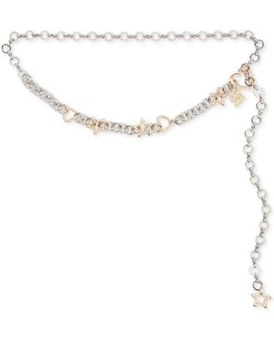 Steve Madden Heart & Star Ring Chain Belt - White