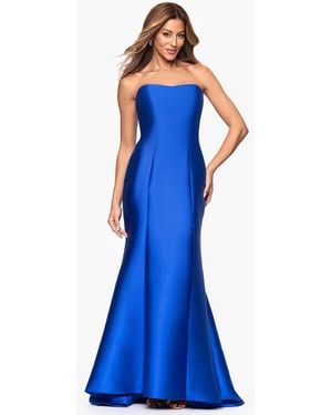 Betsy & Adam Long Strapless Dress - Blue