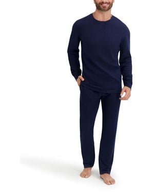 Hanes Waffle Crew Neck Sleep Set - Blue