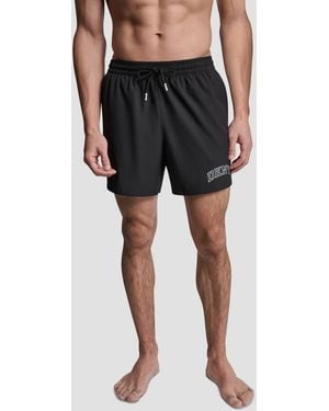 DKNY Varsity Logo Stretch Volley Swim Shorts - Black