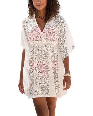 Lascana Flowy Lace Cover Up Beach Dress - White