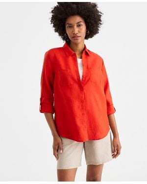 Charter Club 100% Linen Shirt - Red