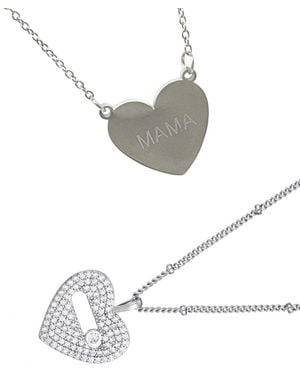 Adornia 2-piece Mama Heart Pendant Necklace Set - Gray