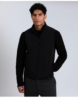 Kenneth Cole Mixed Media Mock Neck Vest - Black