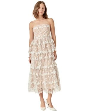 Endless Rose Strapless Crochet Layered Midi Dress - Natural