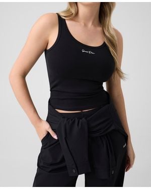 Guess Alya Ribbed Scoop Neck Tank Top - Black