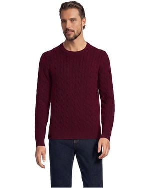 Lands' End Long Sleeve Cashtouch Cable Crewneck Sweater - Purple