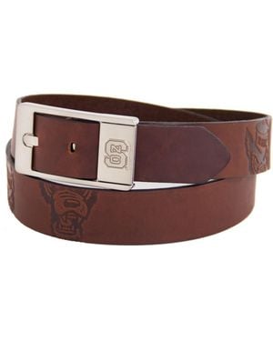 Eagles Wings North Carolina State Wolfpack Brandish Leather Belt - Brown