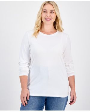 Aveto Plus Size Crewneck Top - White