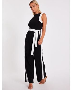 Quiz Contrast Palazzo Jumpsuit - White