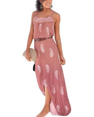 Lascana Viscose Paisley-print High-low Maxi Dress - Red