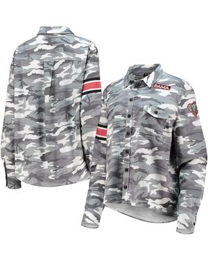 The Wild Collective Alabama Crimson Tide Camo Flannel Button-up Long Sleeve Shirt - Gray