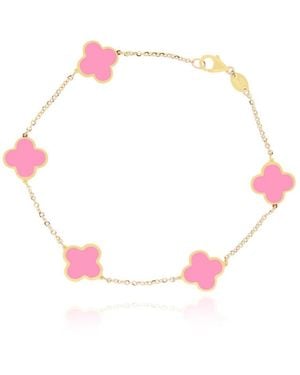 The Lovery Small Clover Bracelet 14k Gold - Pink