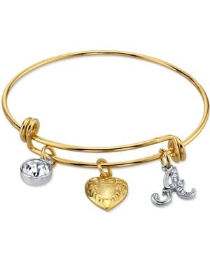 2028 14k -dipped Heart And Initial Crystal Charm Bracelet - Metallic