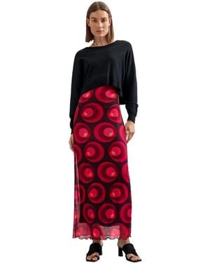 Desigual 2-in-1 Spaghetti-strap Midi Knit Dress - Red