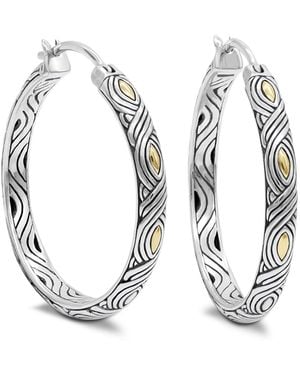 DEVATA 35mm Woven Hoop Earrings - Metallic