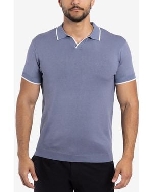 Xray Jeans Collar V-neck Polo Sweater - Blue