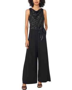 Vince Camuto Cowl Neck Sequin Wide Leg Jumpsuit - Black