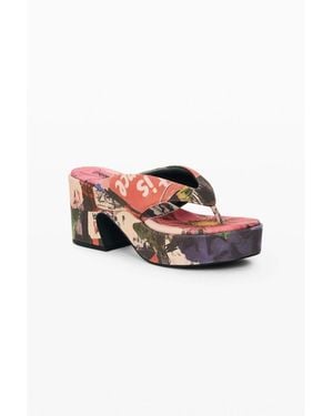 Desigual Printed Platform Sandal - White