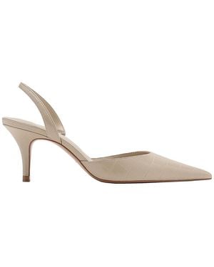 Mango Coconut-toe Faux Leather Slingback Pointed-toe Pumps - Metallic
