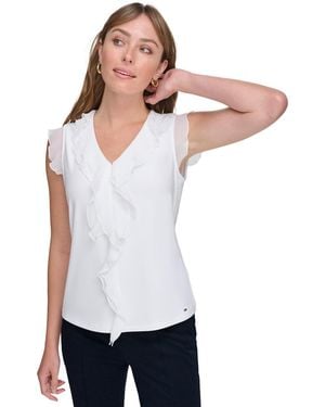 Tommy Hilfiger Ruffled Mixed-media Top - White