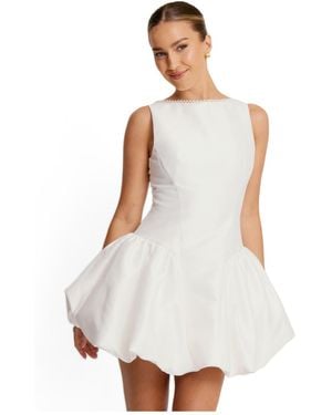 Six Stories Sleeveless Bubble Hem Mini Dress - White