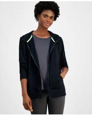 ID Ideology Relaxed Zip Front Long Sleeve Fleece Hoodie Xs 4x Created For Macys - White