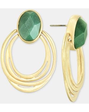 Style & Co. Stone Triple-row Drop Hoop Earrings - Metallic