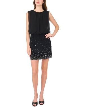 Msk Beaded Sleeveless Combo Dress - Black
