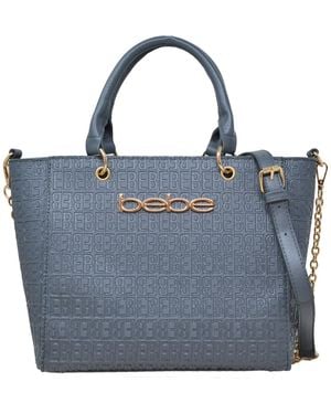 Bebe Celia Embossed Logo Satchel Bag - Blue