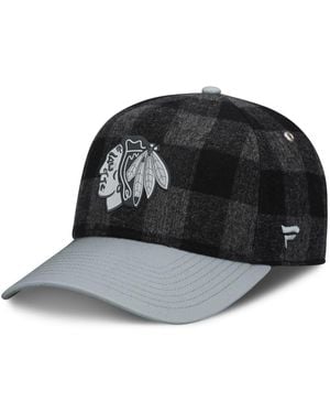 Fanatics Black/gray Chicago Blackhawks Huntsman Plaid A-frame Adjustable Hat