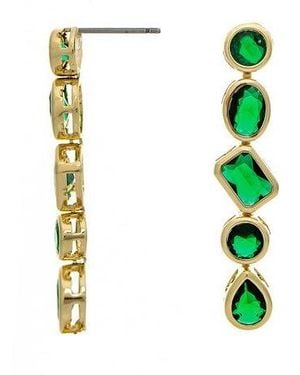 Rivka Friedman 18k Gold-plated Bezel Set Multi-shape Green Cz Drop Earrings - Black