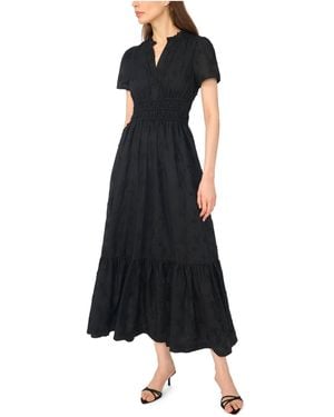 Cece Floral Tiered V-neck Maxi Dress - Black