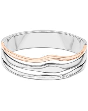 Calvin Klein Stainless Steel Wavy Triple-row Bangle Bracelet - White