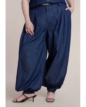 Eloquii High Rise Balloon Chambray - Blue